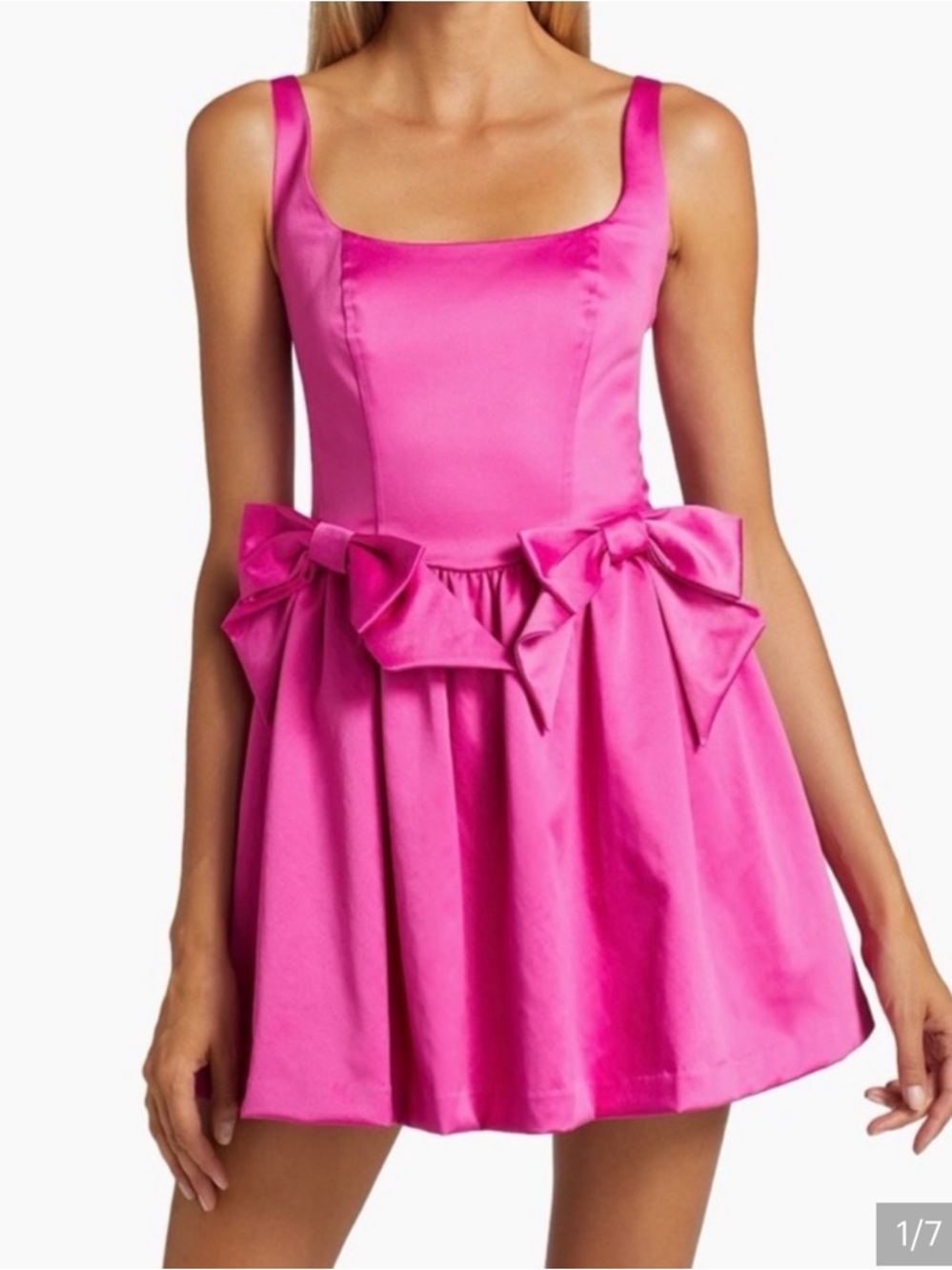 Loveshackfancy pink Bayer satin mini dress with bows NWT SZ 8